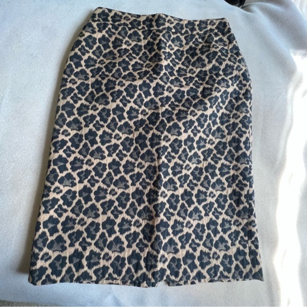 Talbots Sz 6 Animal Print Back Zip Knit Skirt EUC